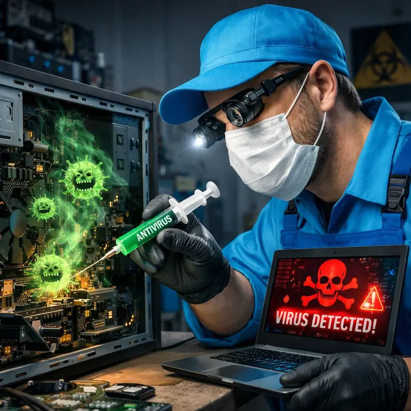 Лечение компьютера от вирусов в Елабуге на дому